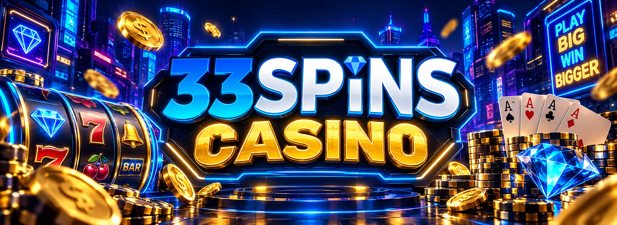 33Spins Casino Australia welcome bonus banner, 100% up to A$500 on pokies